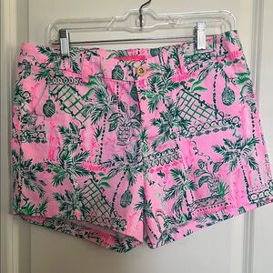 Lilly Pulitzer Callahan Vibrant Pink and Green Patterned Shorts